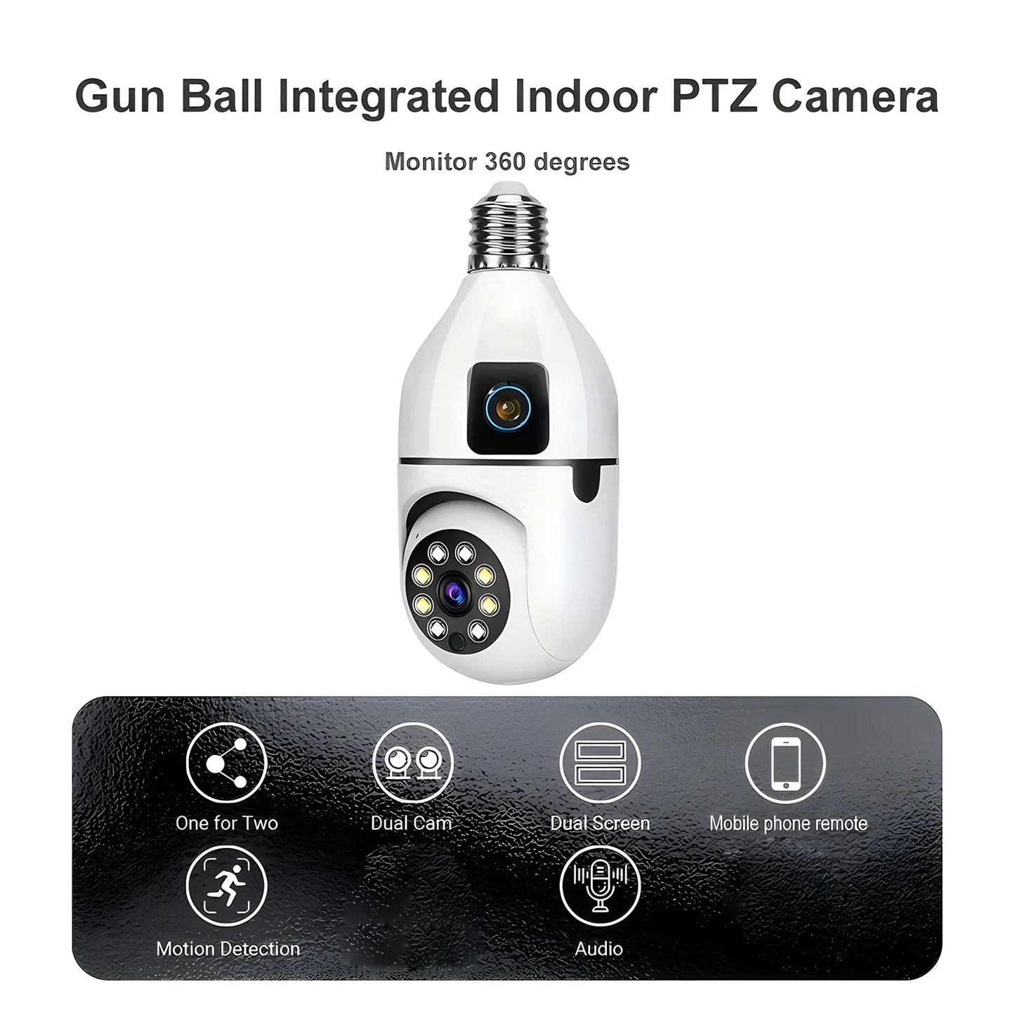 Bulb WiFi Camera Dual Lens Color Night Vision Auto Tracking Zoom Indoor Security Monitor E27 Surveillance Wireless Camera