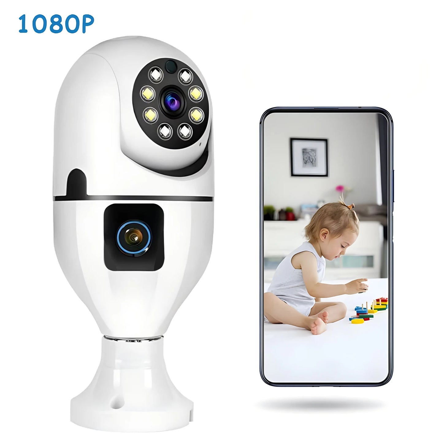 Bulb WiFi Camera Dual Lens Color Night Vision Auto Tracking Zoom Indoor Security Monitor E27 Surveillance Wireless Camera